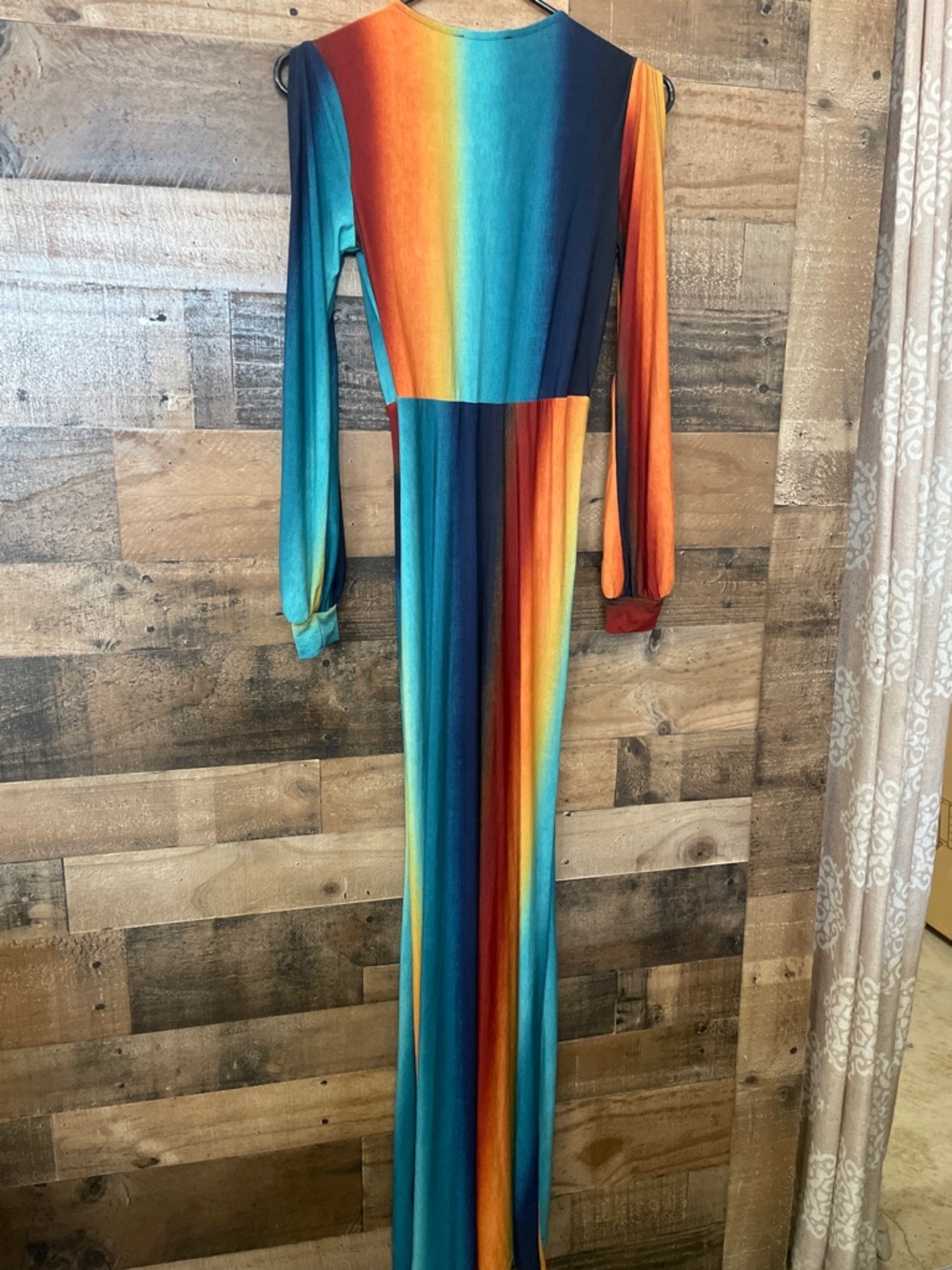Rainbow Stripe Long Sleeve Maxi Dress